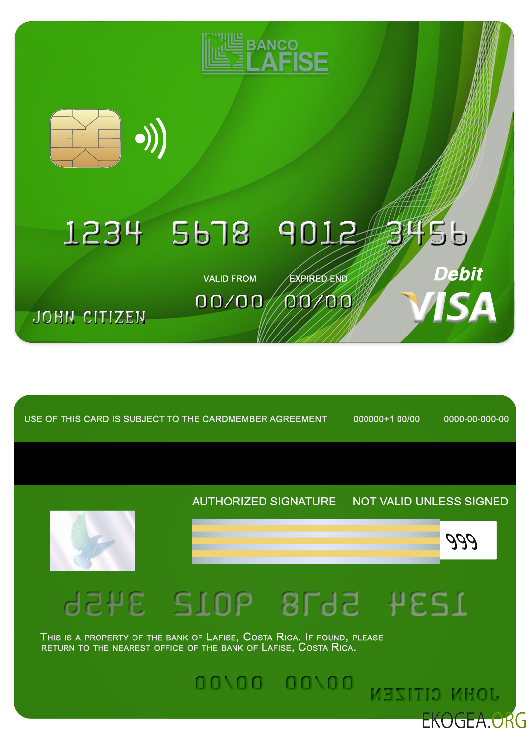 Carte visa bancaire lafise du Costa Rica